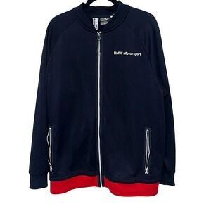 PUMA Mens Blue & Red BMW Motorsport Bonded Full Zipper Team Bomber Jacket XXL
